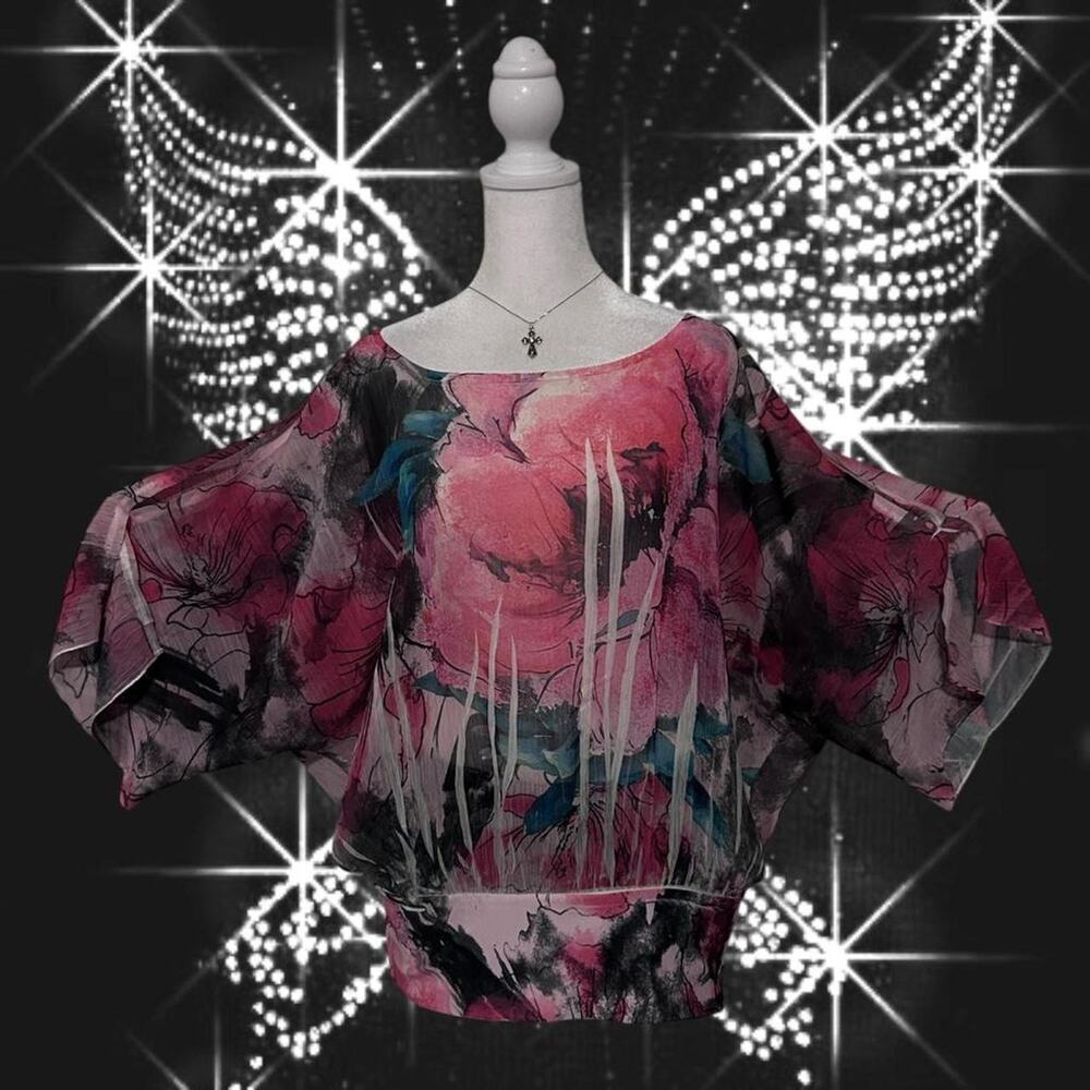 Pink Y2K vintage BATWING DOLMAN with open cut shoulders